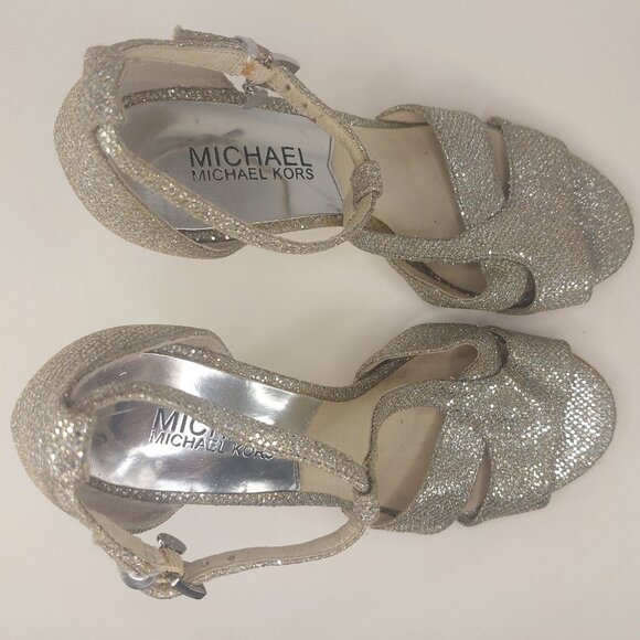 MICHAEL Michael Kors Strappy Silver Heels Size US 5.5 - Picture 8 of 14